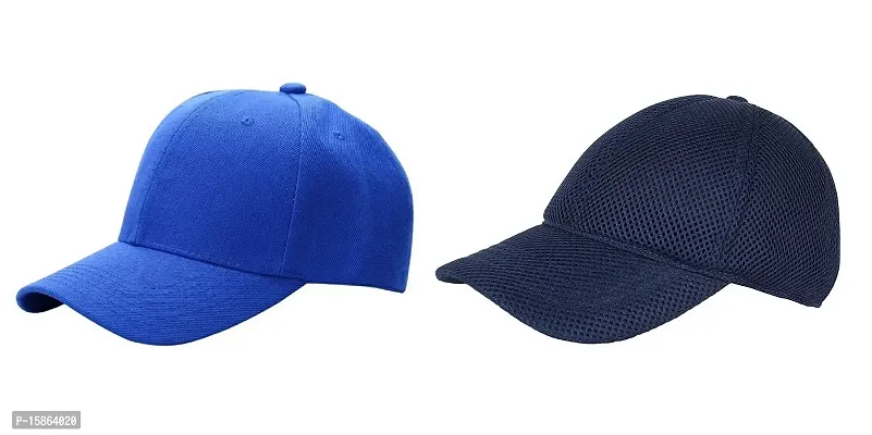 FashMade Full Mesh Cap and Baseball Cap Combo for Boys/Men and Women/Gilrs(Pack of 2 CAPS) Blue-thumb0