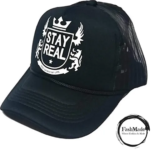 FashMade StayReal Printed Halfnet Cap for Men/Boys & Women/Girls Black