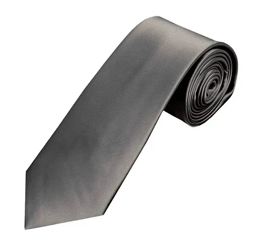 FashMade Men/Boy's Slim Skinny Steel Grey Tie Formal Casual Look Satin Tie
