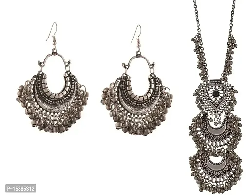 Michelangelo Antique Finish Necklace Turkish Style With Earring Combo For Girls and Women