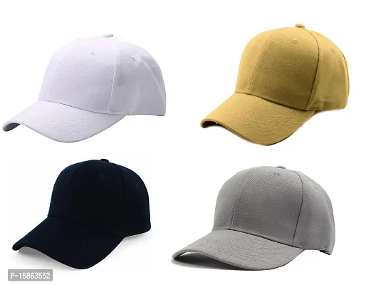 FashMade Beige Black Grey White 4 Color Baseball Unisex Cap Combo Boys/Girls/Mens/Women Caps