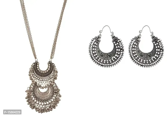 Michelangelo Antique Finish Necklace Turkish Style With Earring Combo For Girls and Women