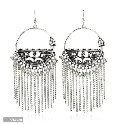 FashMade 15 EARRINGS OPTIONS ETHNIC AND OXIDISED EARRINGS CASUAL AND TRADITIONAL EARRINGS OPEN TO VIEW FROM 15 OPTIONS SILVER OXIDISED EARRINGS (Silver 4)-thumb0