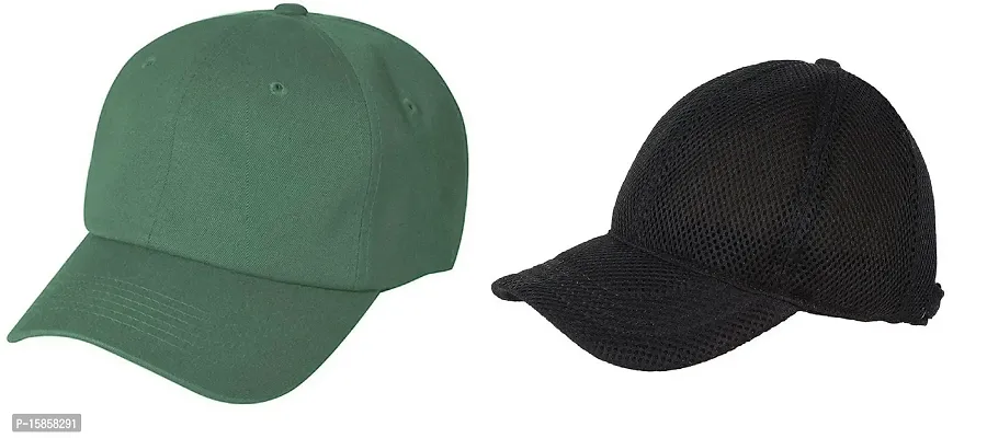 Michelangelo Black Full Mesh/Net Cap with Baseball Cap Combo for Men/Boys-thumb0