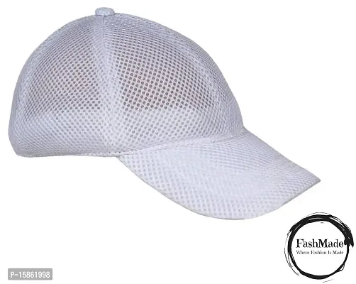 FashMade Solid White Full Mesh Cap for Men/Boys  Women/Girls-thumb0