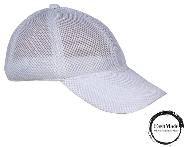 FashMade Solid White Full Mesh Cap for Men/Boys & Women/Girls