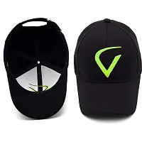 FASHMADE Unisex Cotton Baseball Sports Cap (Black Green, Free Size)-thumb2