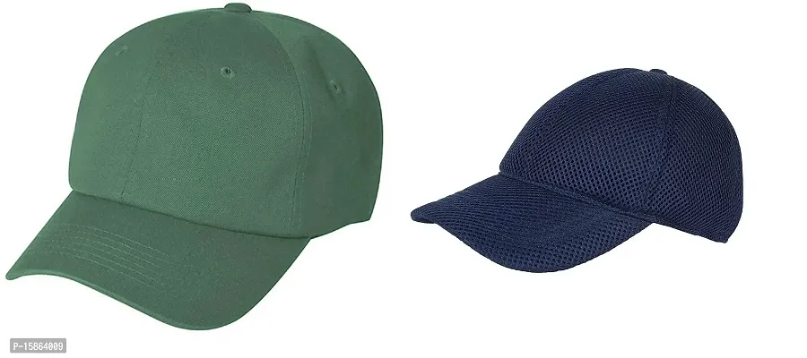 Michelangelo Navy Blue Full Mesh/Net Cap with Baseball Cap Combo for Men/Boys-thumb0