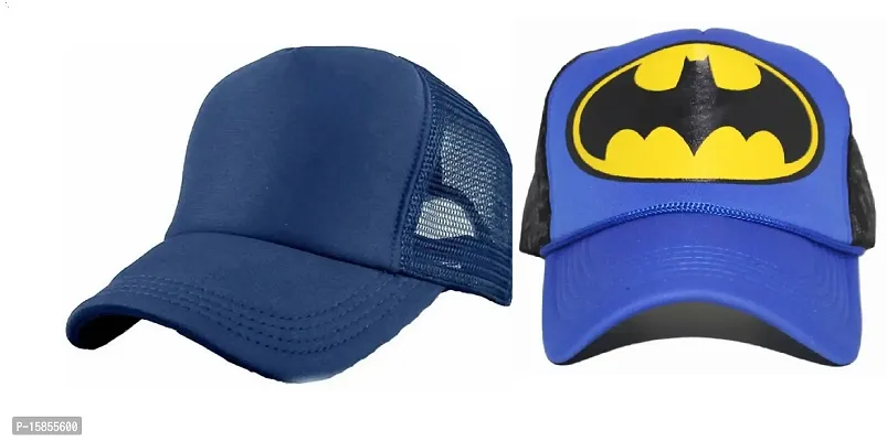 Michelangelo Royal Blue Batman Half Net and Navy Half Net Cap Combo for Men/Girl/Womens Unisex Cap-thumb0