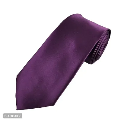 FashMade Men/Boy's Slim Skinny Purple Tie Formal Casual Look Satin Tie-thumb0