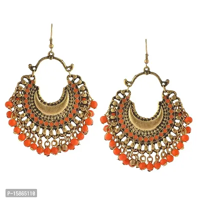 Michelangelo Non-precious Metal Oxidized Gold Dangle  Drop Earrings for Women  Girls, Orange-thumb4