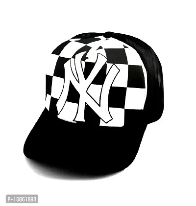 Michelangelo Men's and Women's Checks NY Half NET Cap (Black, Free Size)-thumb0