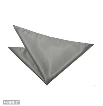 Michelaneglo Grey Satin Men's Pocket Square-thumb0