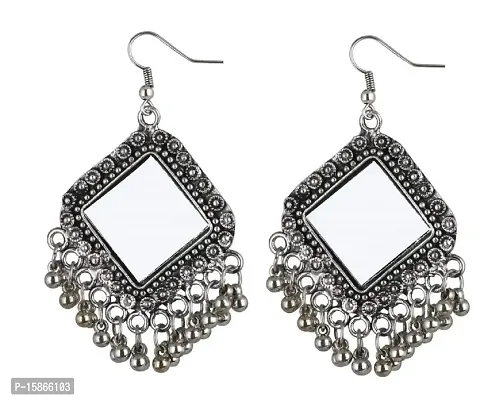 FashMade 15 EARRINGS OPTIONS ETHNIC AND OXIDISED EARRINGS CASUAL AND TRADITIONAL EARRINGS OPEN TO VIEW FROM 15 OPTIONS SILVER OXIDISED EARRINGS (Silver 7)