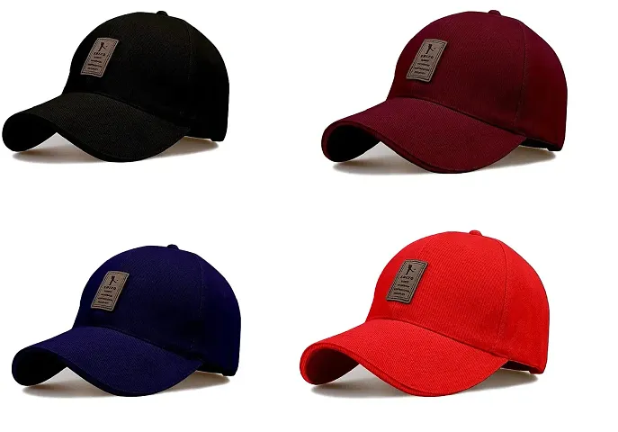 CLASSYMESSI Combo Pack of 4 Ediko Caps Fit for Mens and Womens Quick Drying Adjustable UV- Protection Cap (Black Maroon)