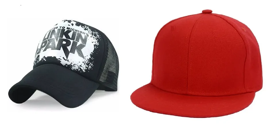 Michelangelo Hip Hop Cap and Linkin Park Half Net Combo for Boys/Girls (Pack of 2) As Shown in Picture