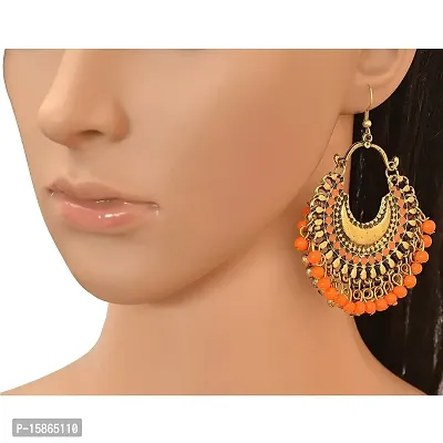 Michelangelo Non-precious Metal Oxidized Gold Dangle  Drop Earrings for Women  Girls, Orange-thumb2