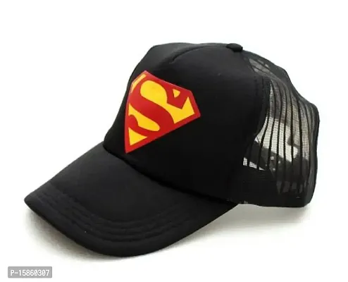 Michelangelo Superman Black Half NET Cap for Men/Girl/Womens Unisex Cap