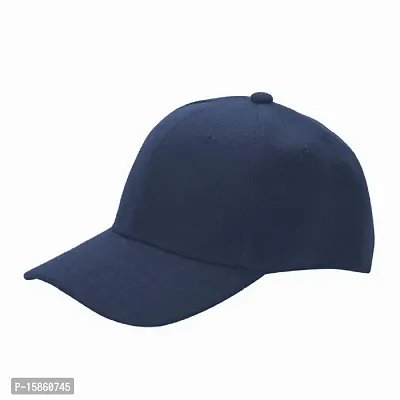 FashMade Unisex Synthetic Cap (SOLIDBASEBAlL_Dark Blue_Free Size)-thumb3