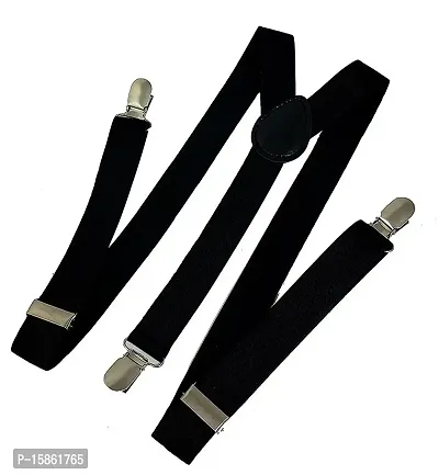 Michelangelo Men's Y-Back Doted Adjustable Elastic Shoulder Straps 1 Trouser Bracesal (Black, Free Size)-thumb0