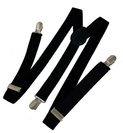 Michelangelo Men's Y-Back Doted Adjustable Elastic Shoulder Straps 1" Trouser Bracesal (Black, Free Size)