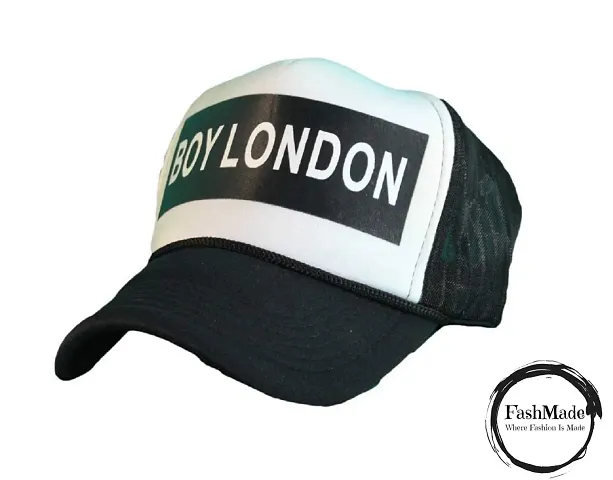 FashMade Boy London Printed Halfnet Cap for Men/Boys & Women/Girls Black