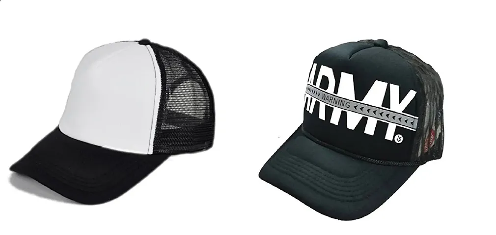 Michelangelo Black Army MESH Cap and Black White Half Net Unisex Cap Combo