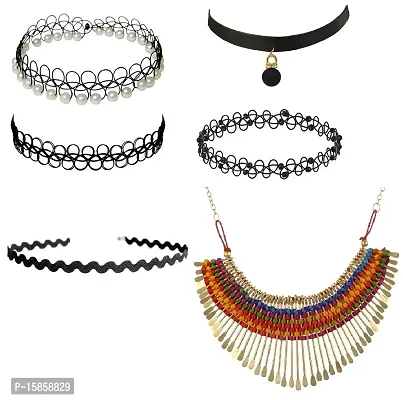 Michelangelo Tribal Necklace and Funky Choker Combo For Women/Girls Perfect Combo Retro Combo