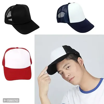 Michelangelo White Black Half NET Cap for Men/Girl/Womens Unisex Cap-thumb2