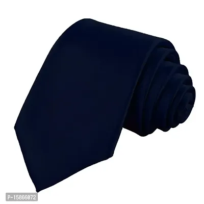 FashMade Men/Boy's Slim 14 OPTIONS Formal/Casual Look Satin Tie 2inch Broad OPEN TO VIEW 14 OPTIONS/COLORS (Navy Blue)-thumb0