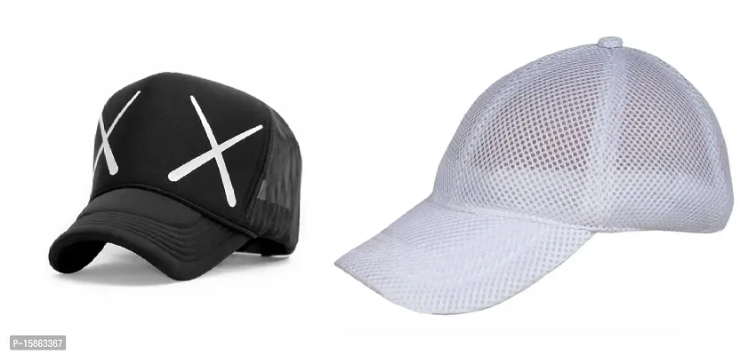 Michelangelo Maroon Hip Hop Cap and XX Black Half Net Combo for Boys/Girls (Pack of 2) As Shown in Picture-thumb0