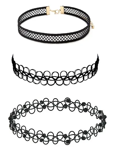 Elastic Plastic and Beaded Choker Combo