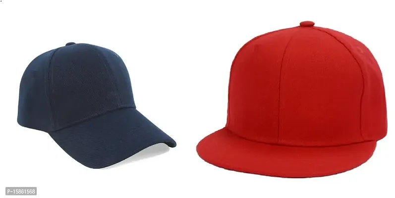 Michelangelo Red Hip Hop Cap and Navy Blue Baseball Combo for Boys/Girls (Pack of 2) As Shown in Picture