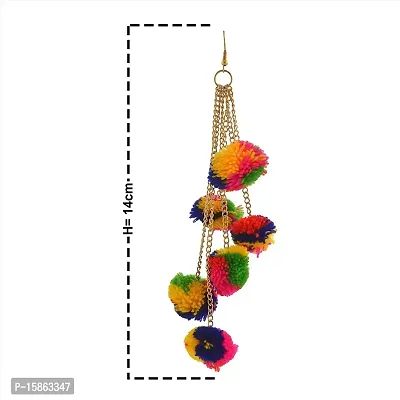 Michelangelo Multi-color Hanging/Dangle/Tassel Pom Pom Earnings For Women  Girls (6 Tassel)-thumb2