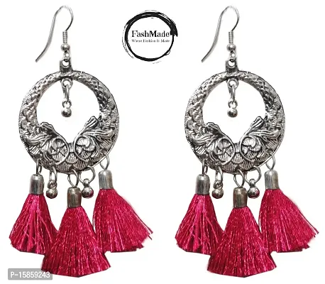 FashMade Oxidised Antique Earrings Jhumki for Women/Girls (Silver15)