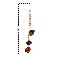 Michelangelo Multi-color Hanging/Dangle/Tassel Pom Pom Earnings For Women  Girls (3 Tassel)-thumb2