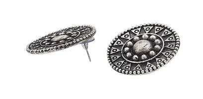 FashMade Ethnic Oxidized Earrings for Women Girls Boho theme Meena Work Earrings (Silver)-thumb2