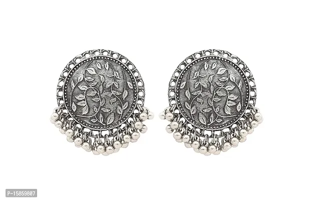 FashMade Meena Work Earrings for Women Girls Boho theme Meena Work Earrings (Silver)-thumb0