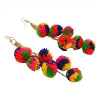 Michelangelo Multi-color Hanging/Dangle/Tassel Pom Pom Earnings For Women  Girls (6 Tassel)-thumb3