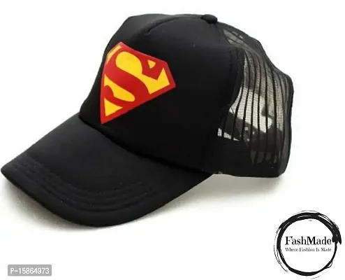 FashMade Superman Printed Halfnet Cap for Men/Boys  Women/Girls Black-thumb0
