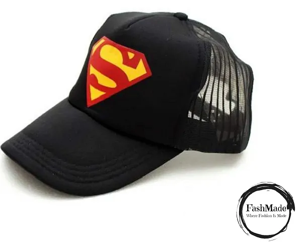 FashMade Superman Printed Halfnet Cap for Men/Boys & Women/Girls Black