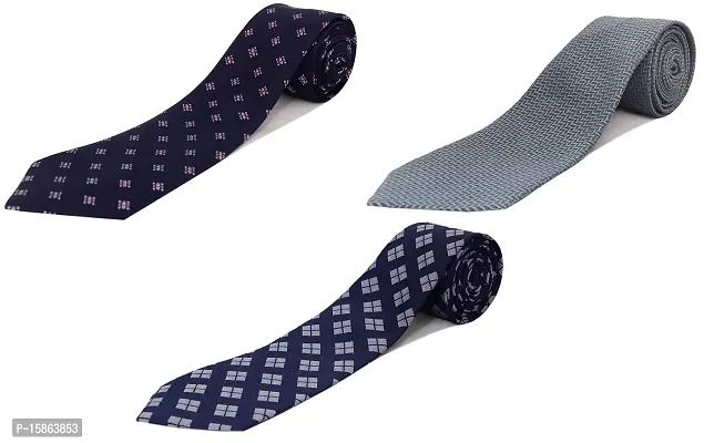 Michelangelo Men's Satin,Silk Cotton Self Design Tie Combo-Pack of 3 (Multicolour, Free Size)-thumb0