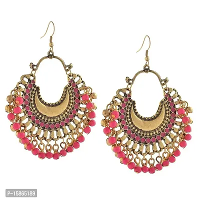 Michelangelo Non-precious Metal Oxidized Gold Dangle  Drop Earrings for Women  Girls, Pink-thumb0