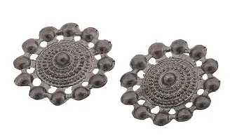 FashMade Ethnic Oxidized Earrings for Women Girls Boho theme Meena Work Earrings (Silver)-thumb2