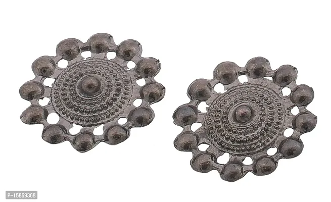 FashMade Ethnic Oxidized Earrings for Women Girls Boho theme Meena Work Earrings (Silver)-thumb3