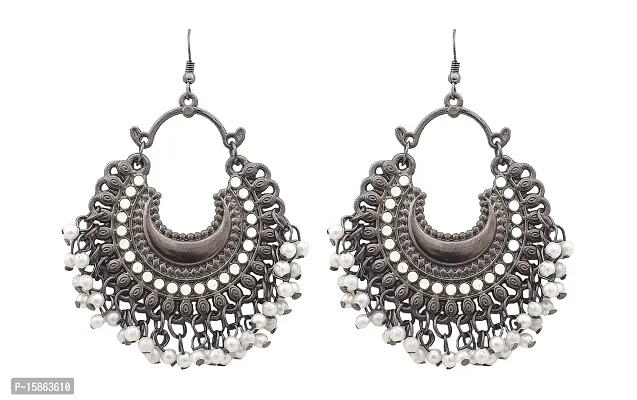 FashMade Ethnic Oxidized Earrings for Women Girls Boho theme Style Work Earrings (Silver)-thumb0