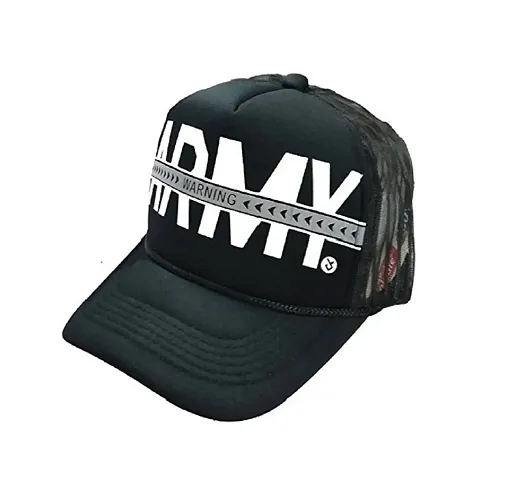 Michelangelo Half Net Army Cap for Men and Women(Black)