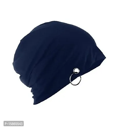 Michelangelo Men's Cotton Slouchy Beanie and Skull RING Cap (Navy)-thumb0
