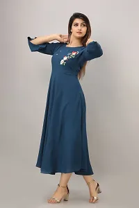 Stylish Rayon Embroidered Anarkali Kurta (Teal Blue)-thumb1