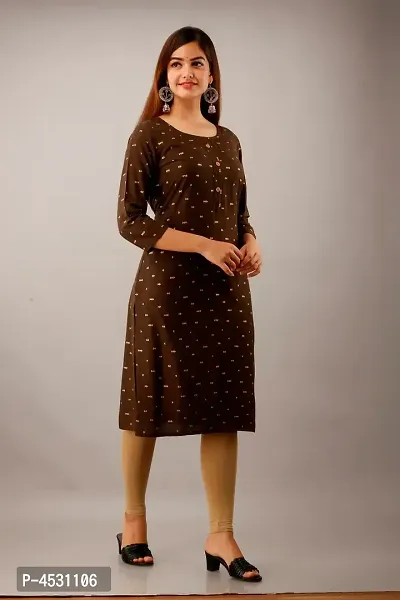 Stylish Rayon Printed Straight Kurta (Brown)-thumb4